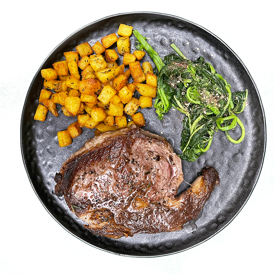 Ribeye Steak - Sautéed Potatoes – Greens - Frixos Personal Chefing